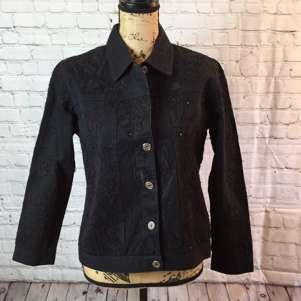 Laura Ashley black bead/sequins embellished jacket
